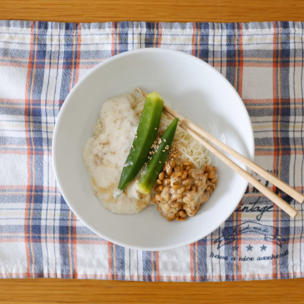納豆とろろオクラそうめん